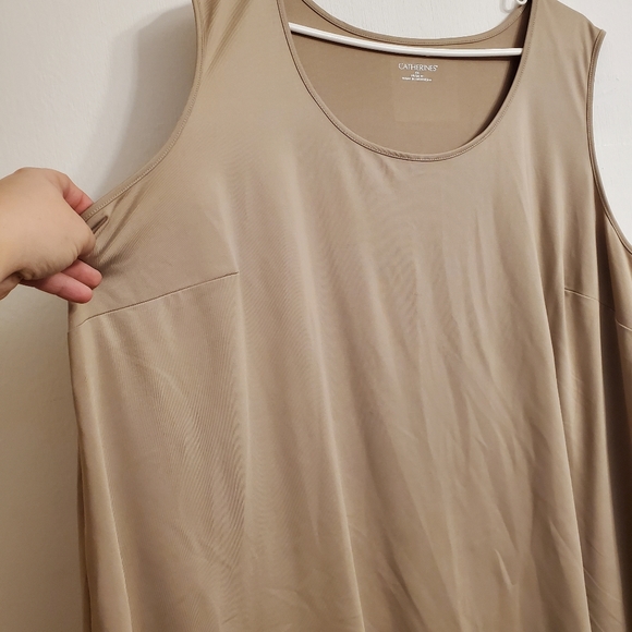 Catherines Dart Basic Solid Stretch Tank Top Shirt Womens 3X Tan Gold Champagne - Picture 2 of 7